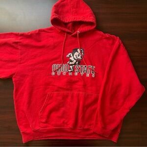 Vintage Ohio State Buckeyes Hoodie Red Pullover Big Ball Sweatshirt Large